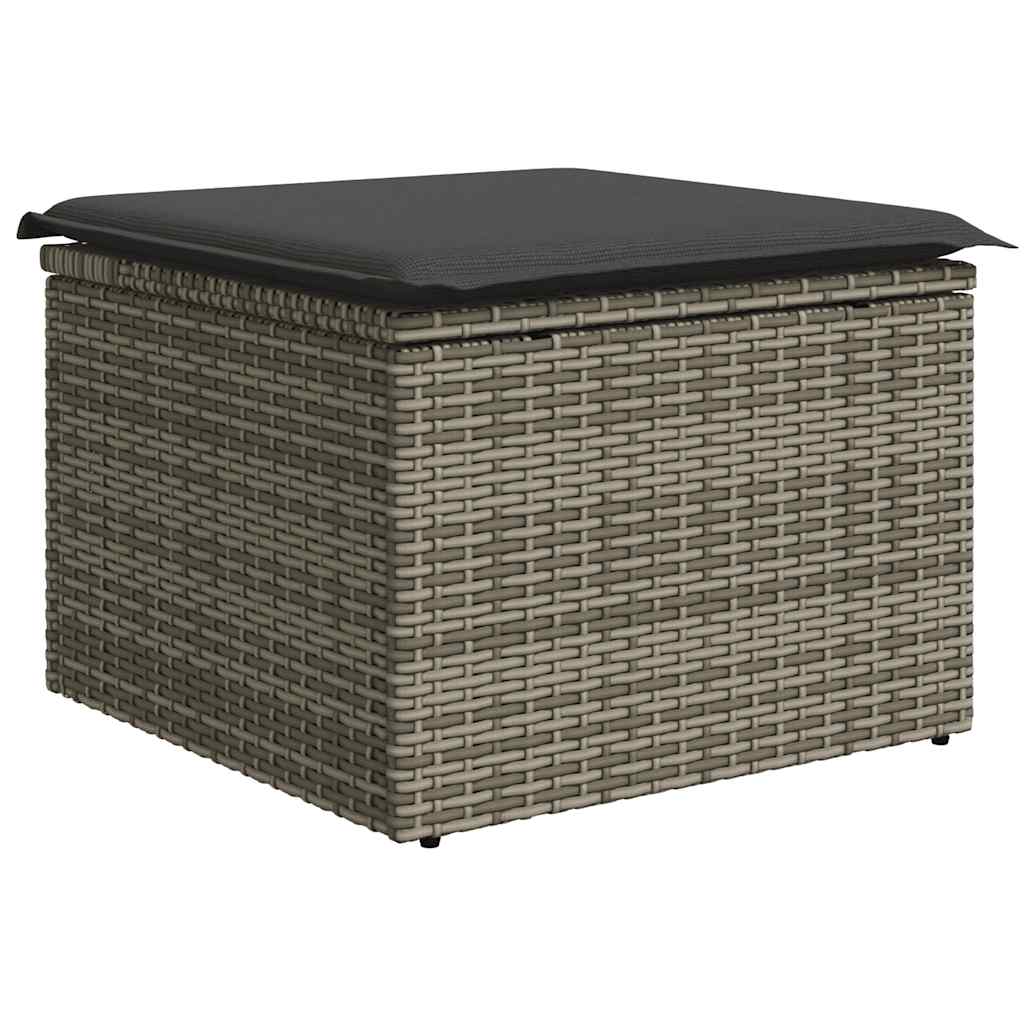 8 részes szürke polyrattan akácfa kerti ülőgarnitúra párnákkal
