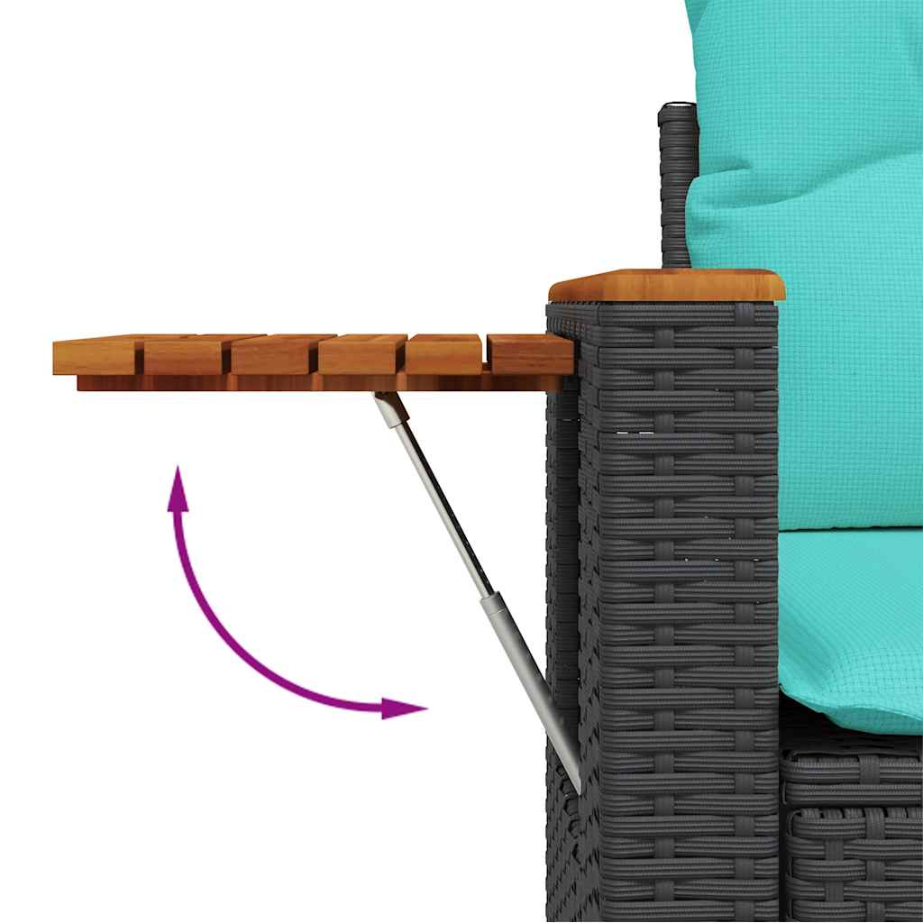 6 részes fekete polyrattan kerti ülőgarnitúra párnákkal