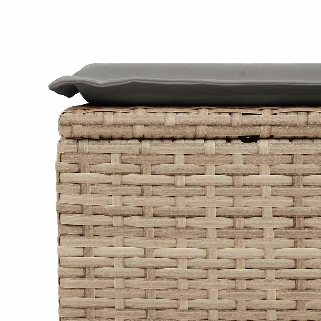 6 részes bézs polyrattan akácfa kerti ülőgarnitúra párnával