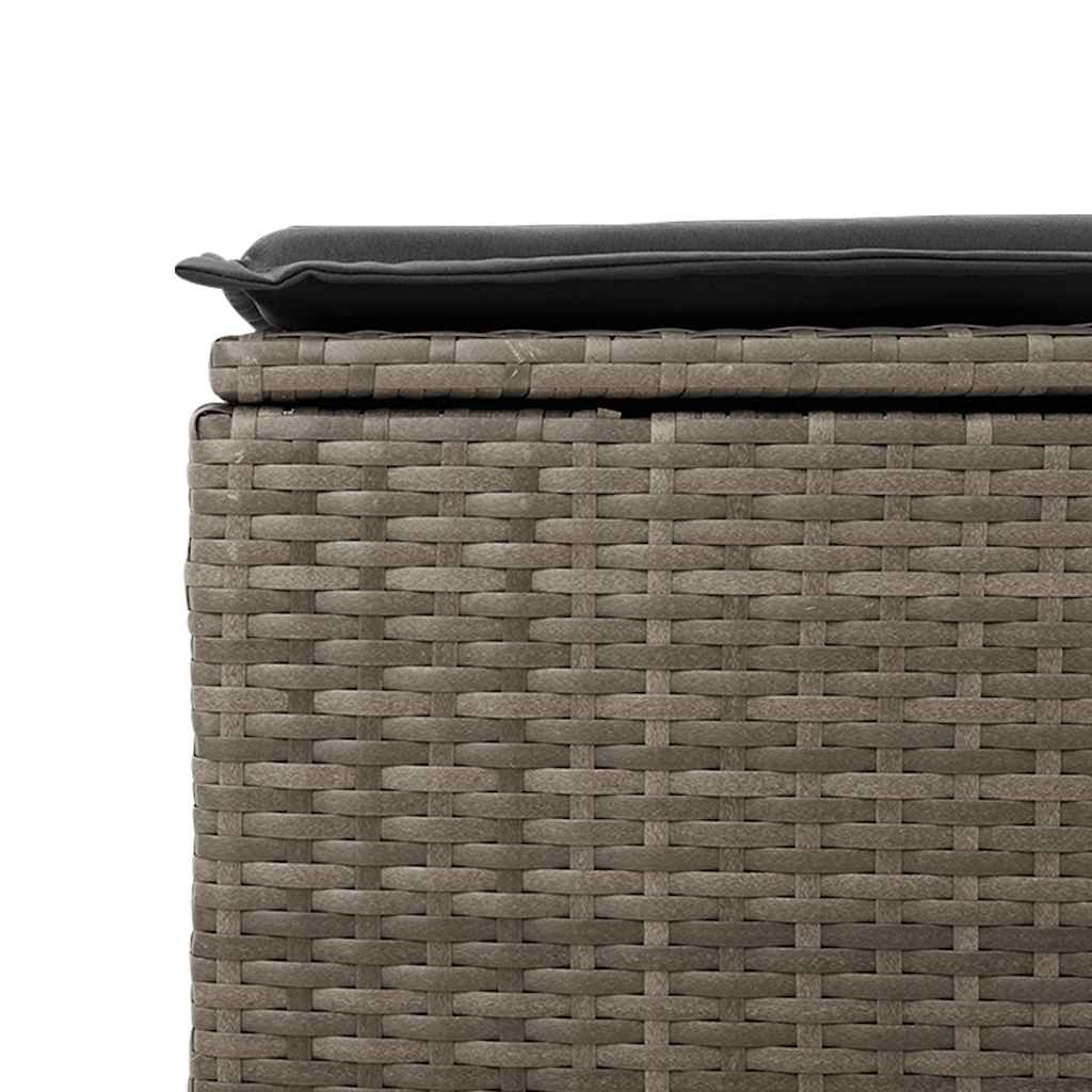 6 részes szürke polyrattan akácfa kerti ülőgarnitúra párnákkal