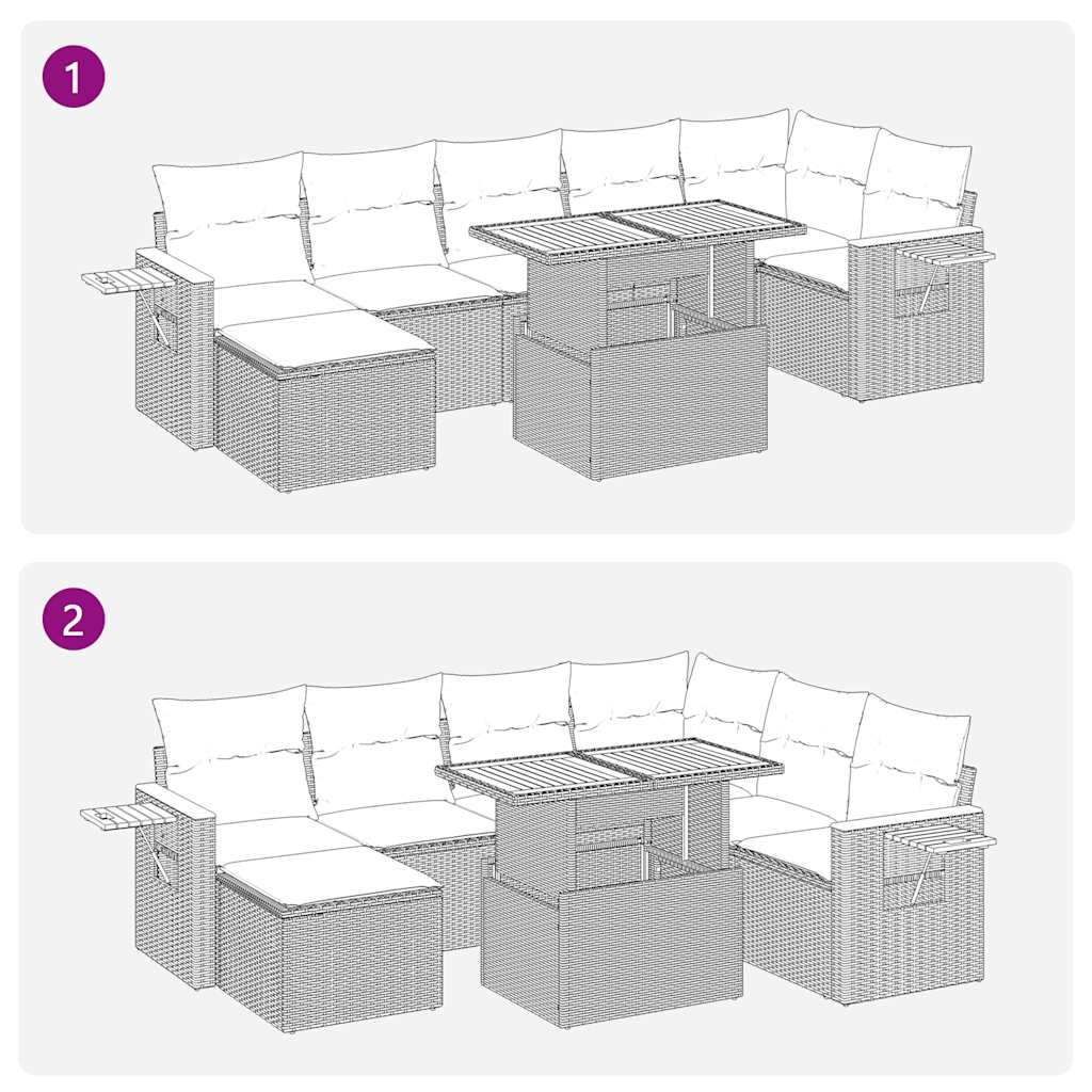 8 részes barna polyrattan akácfa kerti ülőgarnitúra párnákkal