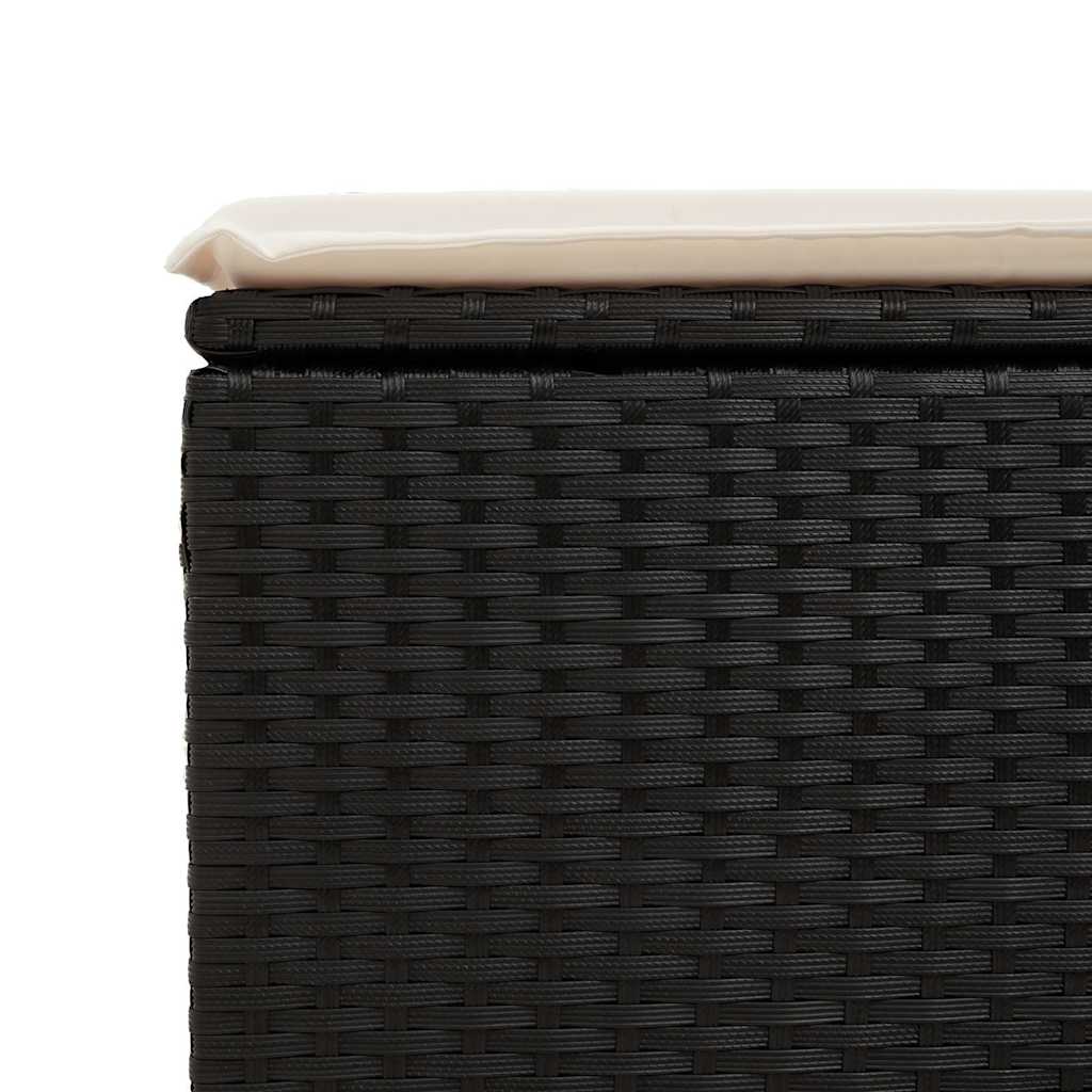 6 részes fekete polyrattan akácfa kerti ülőgarnitúra párnákkal