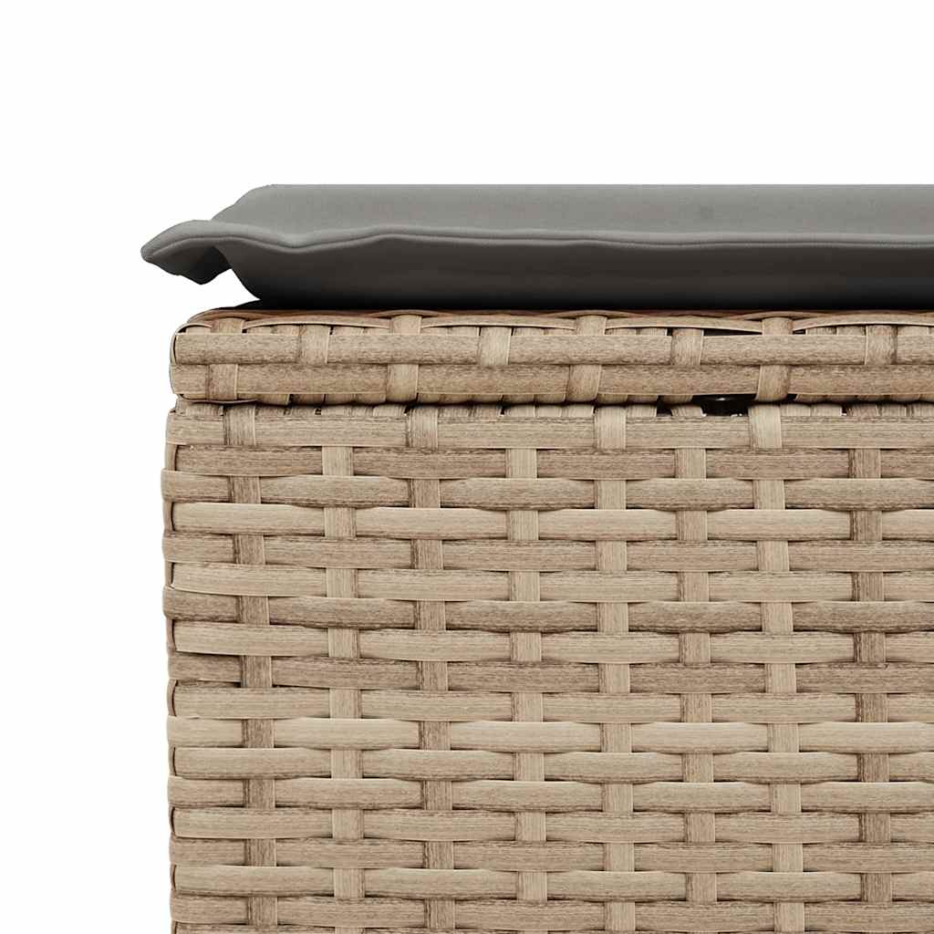 6 részes bézs polyrattan akácfa kerti ülőgarnitúra párnával