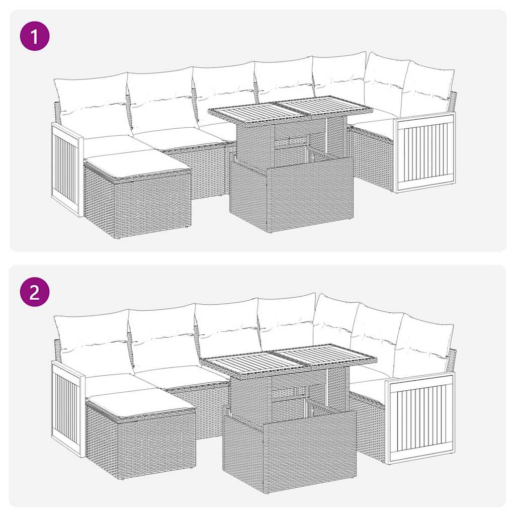 8 részes barna polyrattan akácfa kerti ülőgarnitúra párnákkal