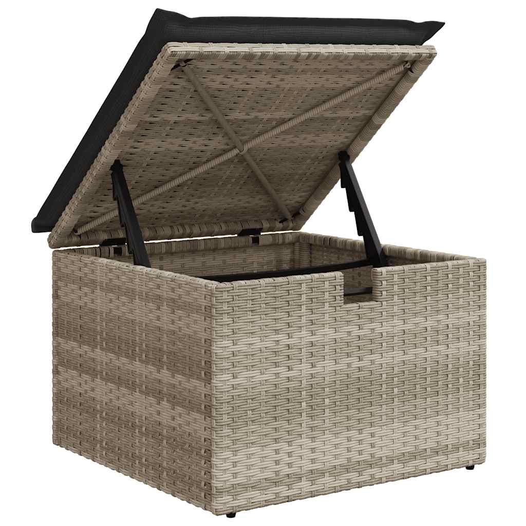 7 részes világosszürke polyrattan kerti ülőgarnitúra párnákkal