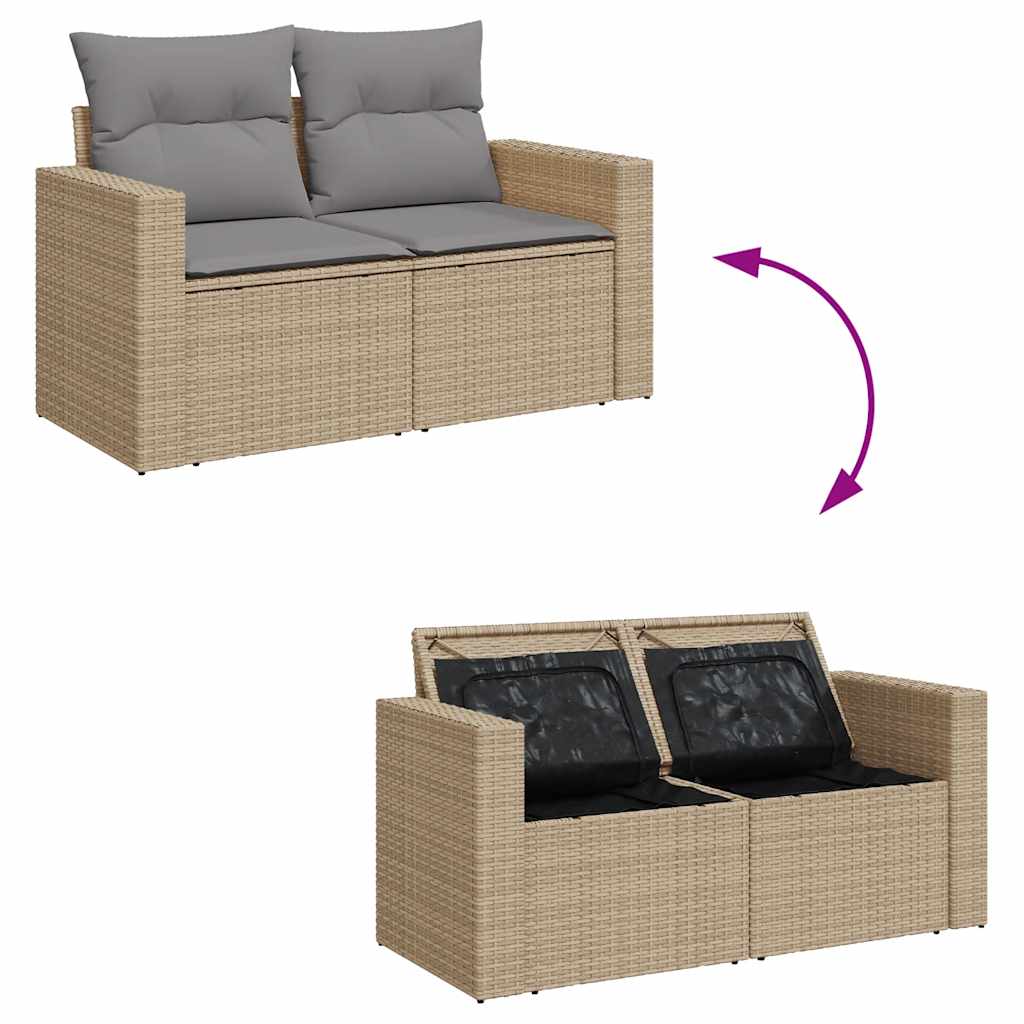 6 részes bézs polyrattan kerti ülőgarnitúra párnával
