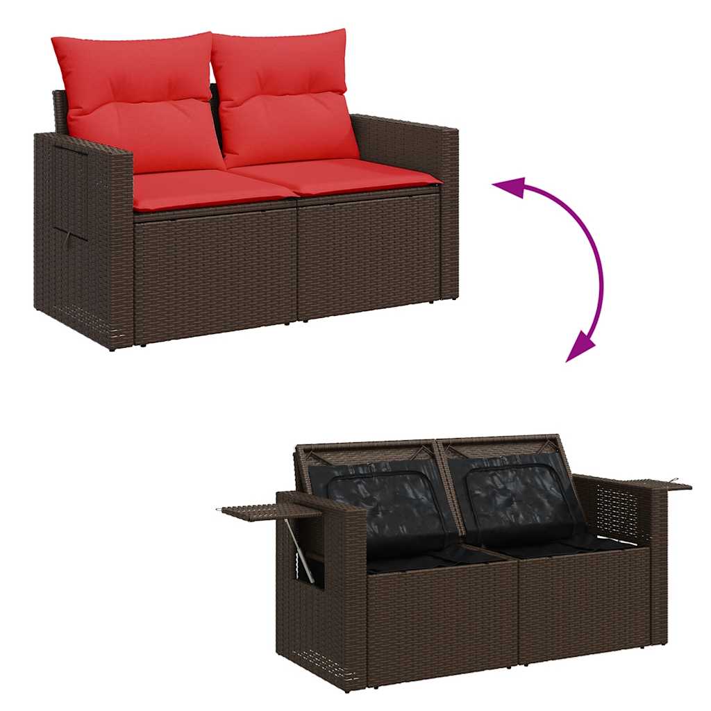 6 részes barna polyrattan kerti ülőgarnitúra párnákkal
