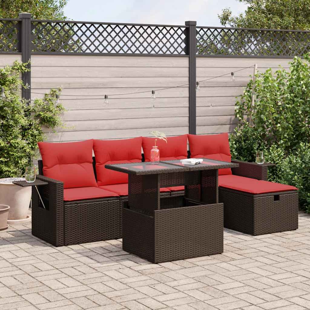 6 részes barna polyrattan kerti ülőgarnitúra párnákkal