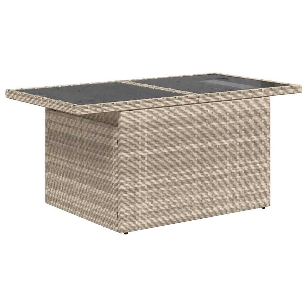 9 részes világosszürke polyrattan kerti ülőgarnitúra párnával