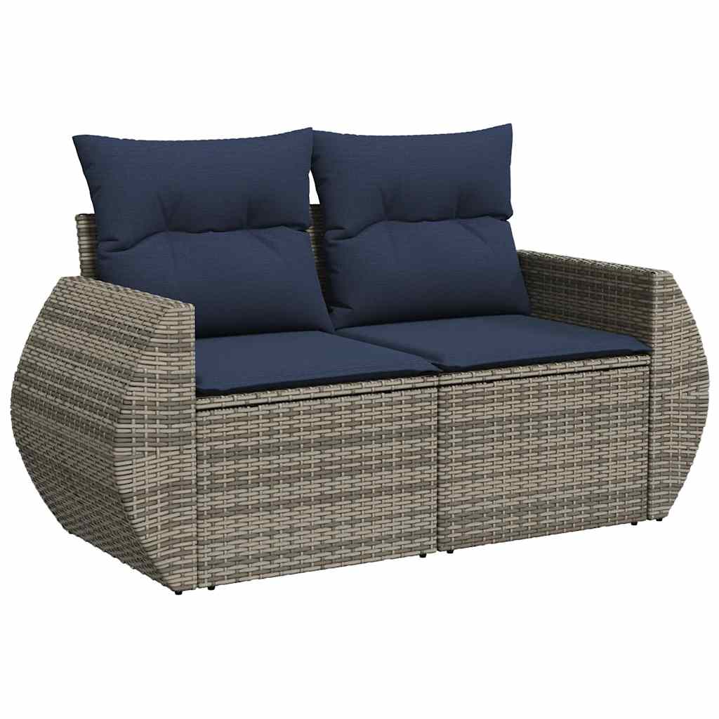 9 részes barna polyrattan akácfa kerti ülőgarnitúra párnákkal