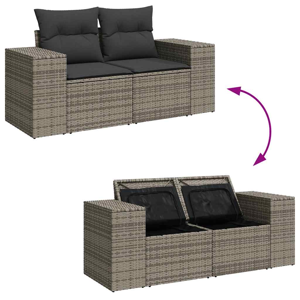 6 részes szürke polyrattan kerti ülőgarnitúra párnákkal