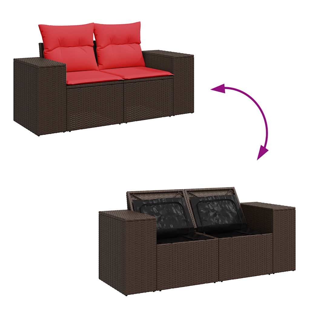 6 részes barna polyrattan kerti ülőgarnitúra párnákkal