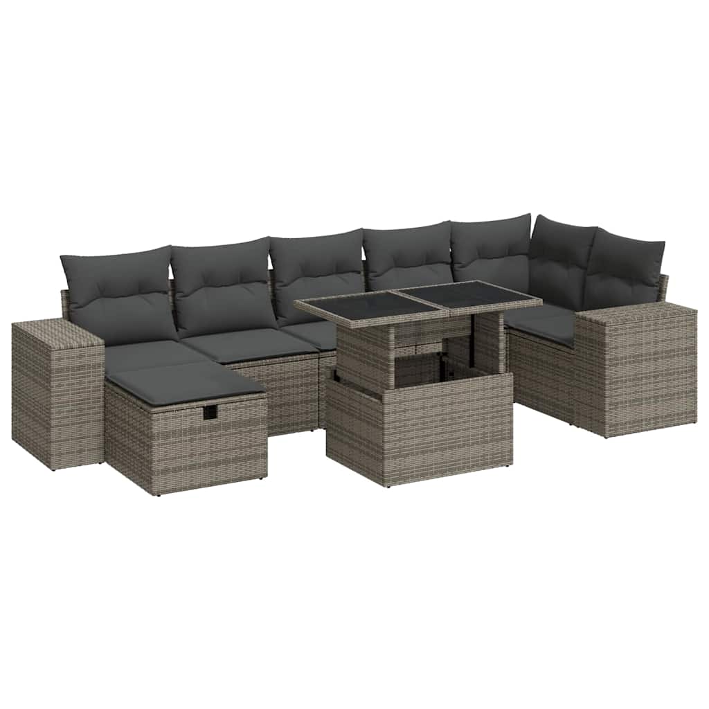 5 részes szürke polyrattan kerti ülőgarnitúra párnákkal