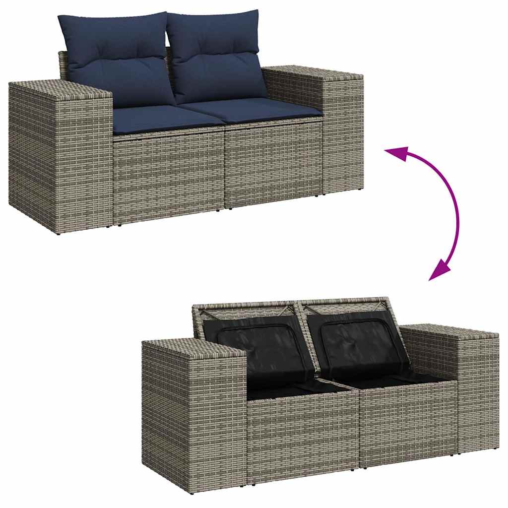 8 részes barna polyrattan akácfa kerti ülőgarnitúra párnákkal