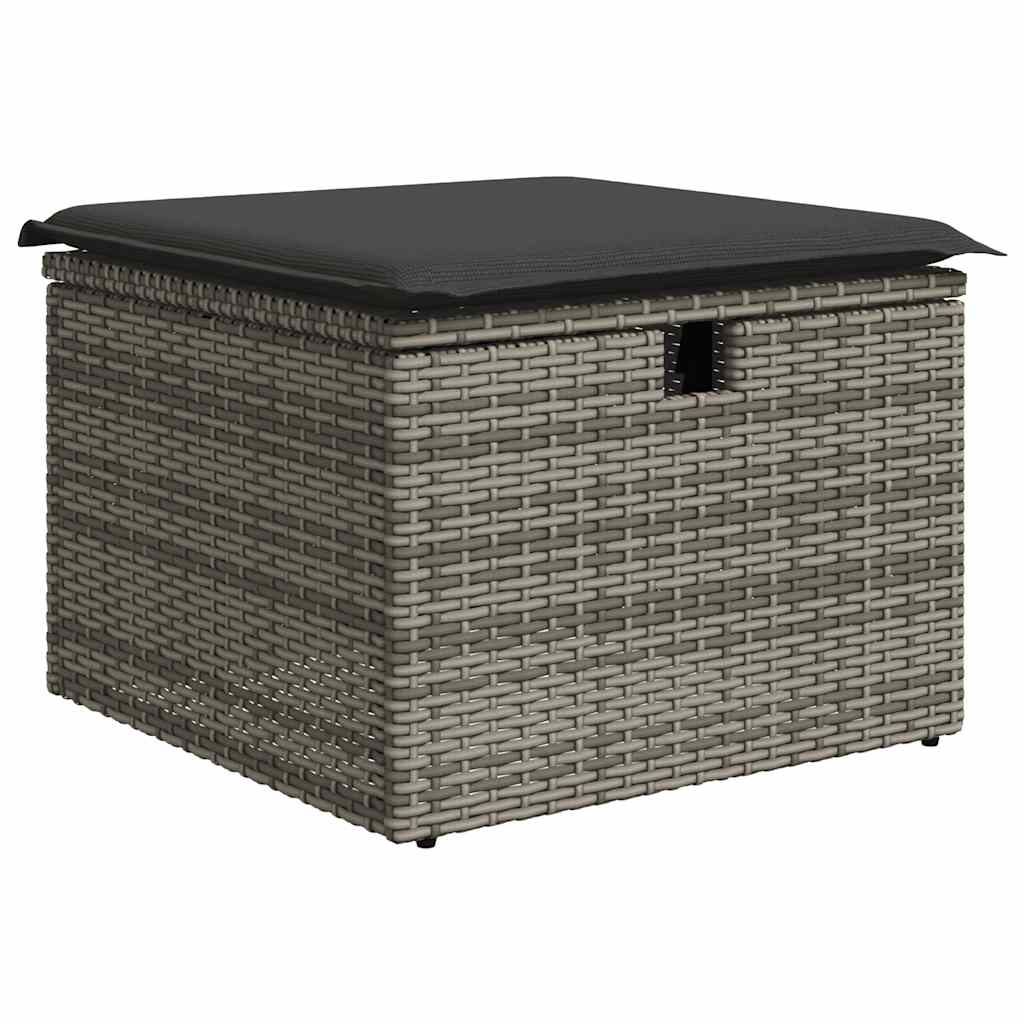 8 részes szürke polyrattan akácfa kerti ülőgarnitúra párnákkal