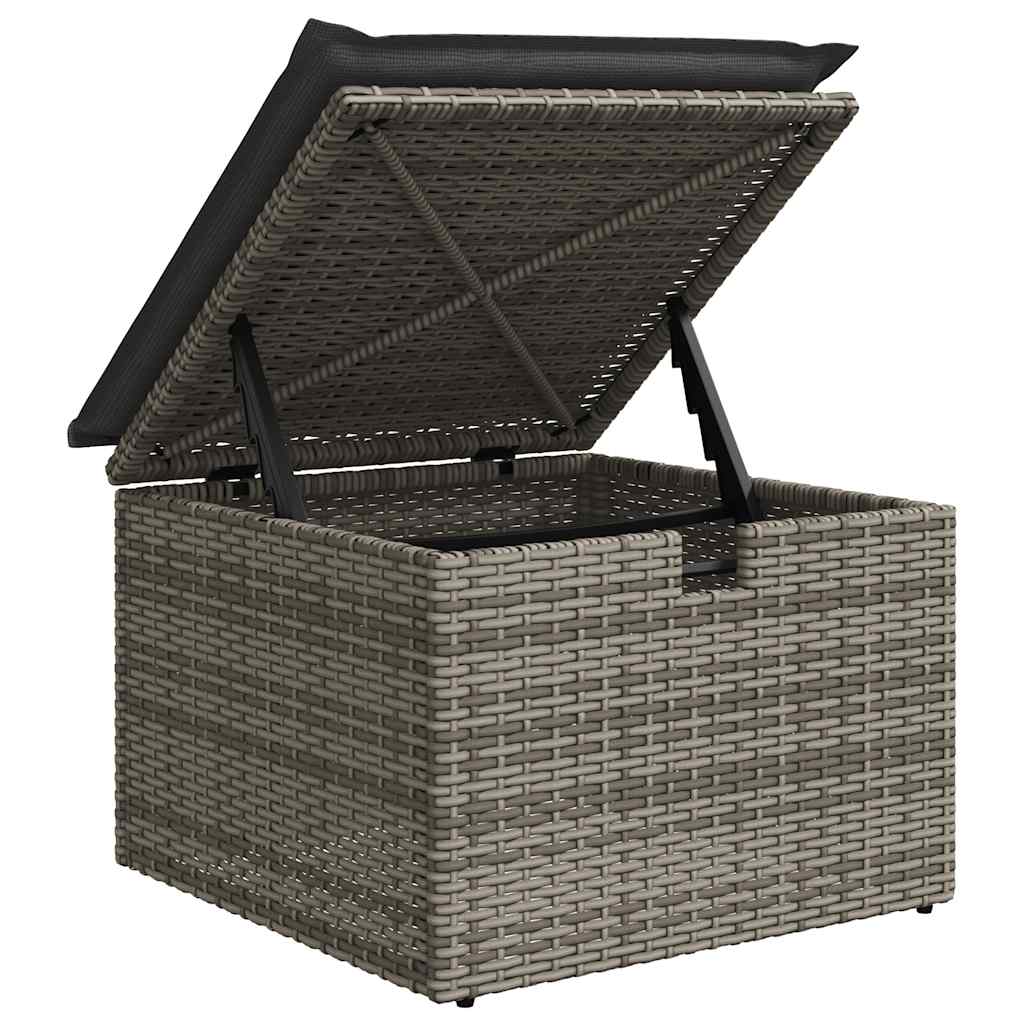 8 részes szürke polyrattan akácfa kerti ülőgarnitúra párnákkal