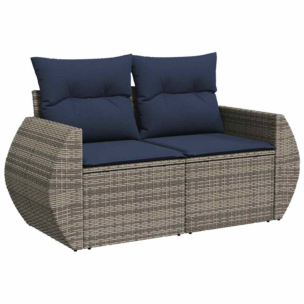 7 részes barna polyrattan akácfa kerti ülőgarnitúra párnákkal