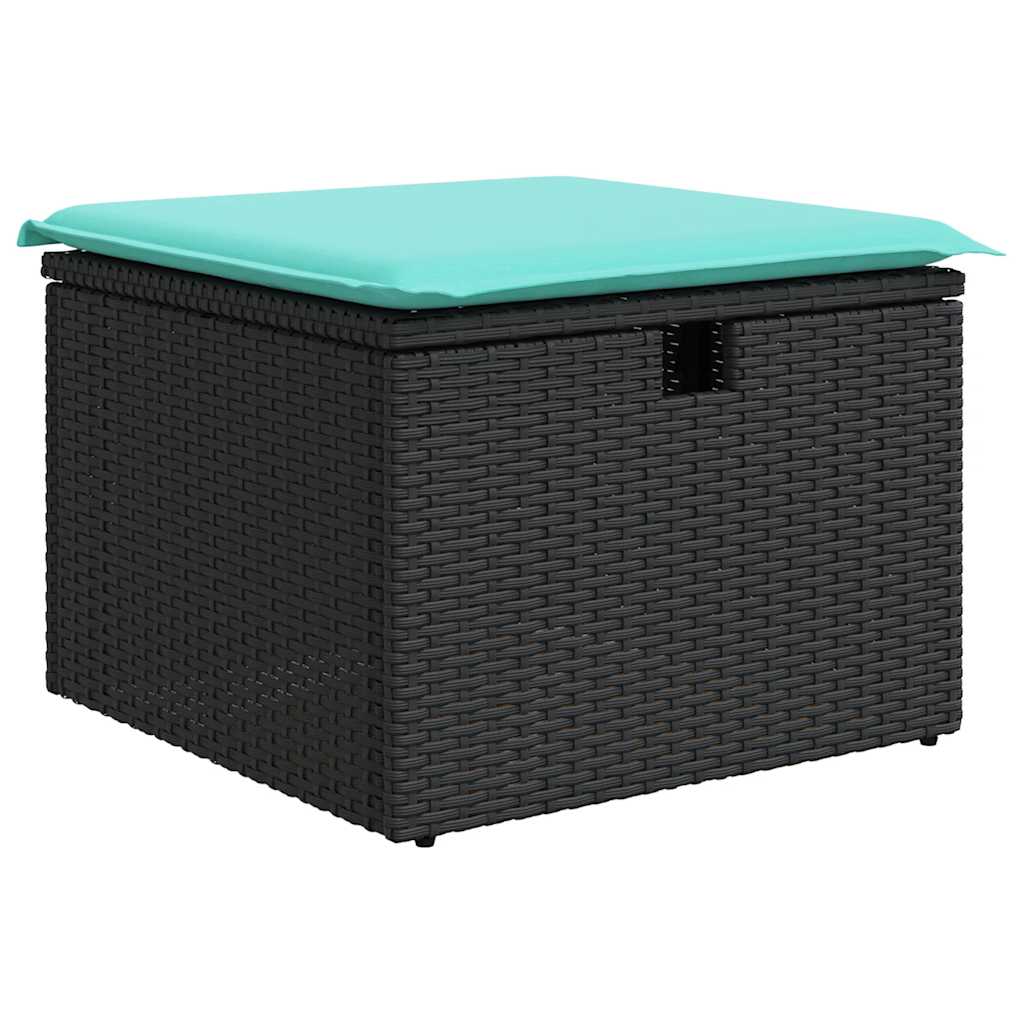 7 részes barna polyrattan akácfa kerti ülőgarnitúra párnákkal