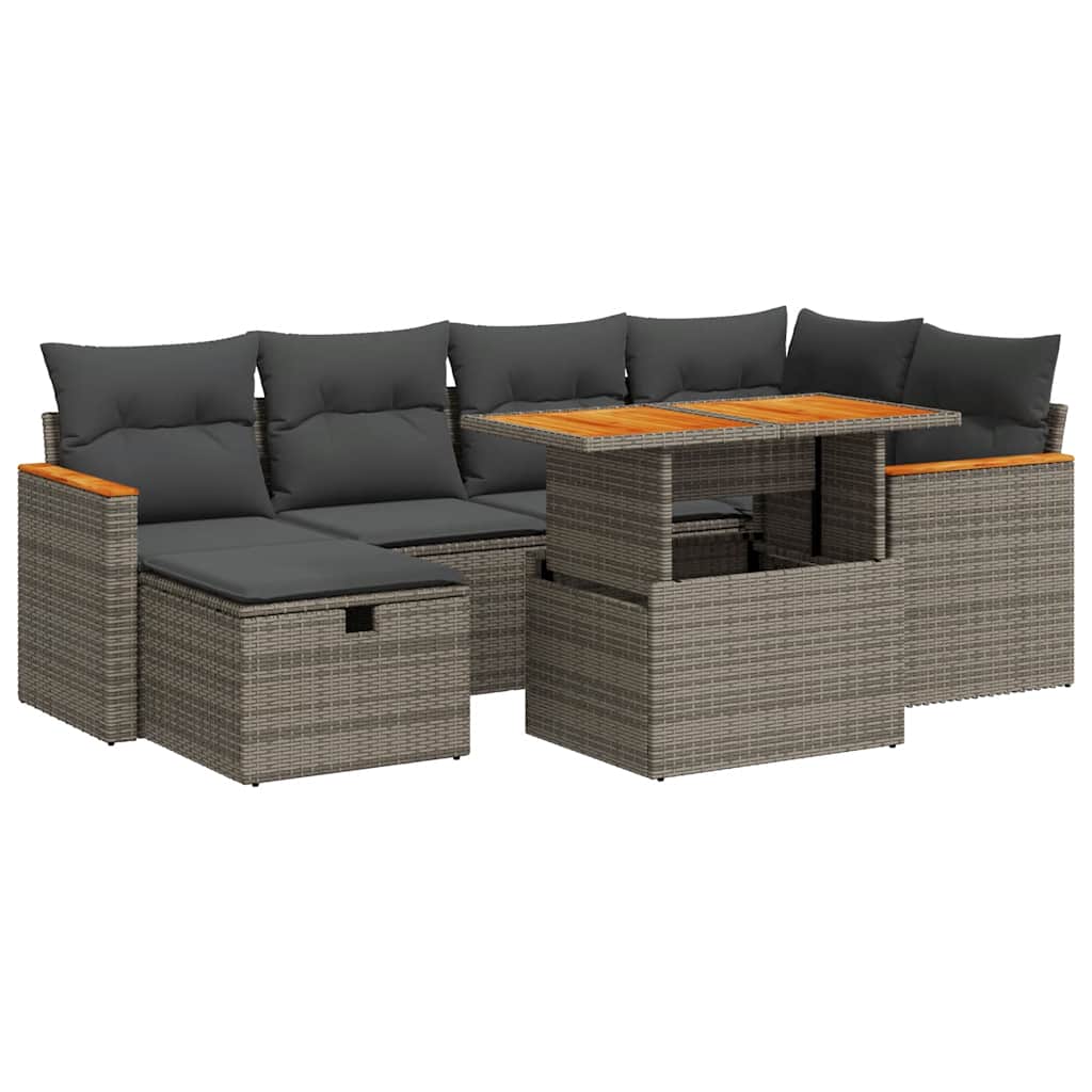 8 részes szürke polyrattan kerti ülőgarnitúra párnákkal