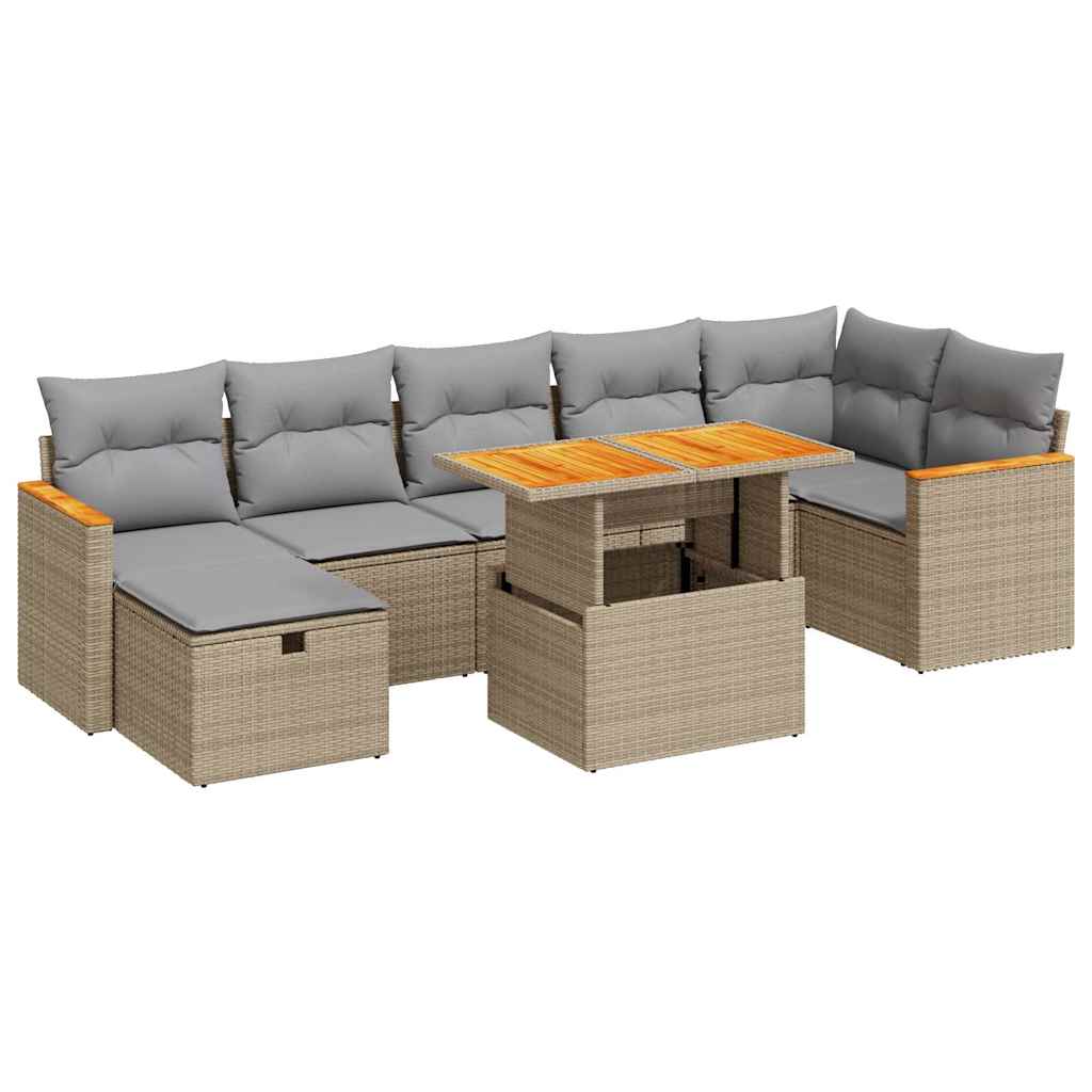 5 részes bézs polyrattan kerti ülőgarnitúra párnákkal