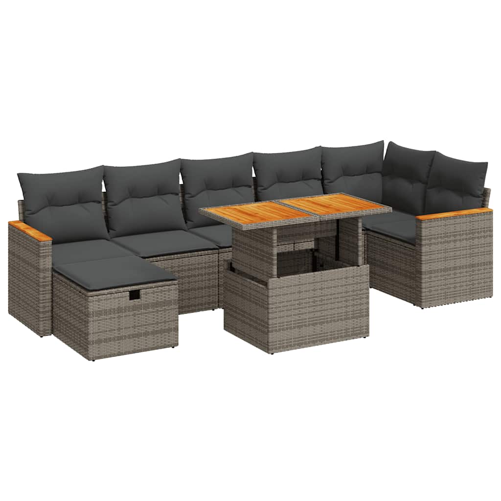 5 részes szürke polyrattan kerti ülőgarnitúra párnákkal