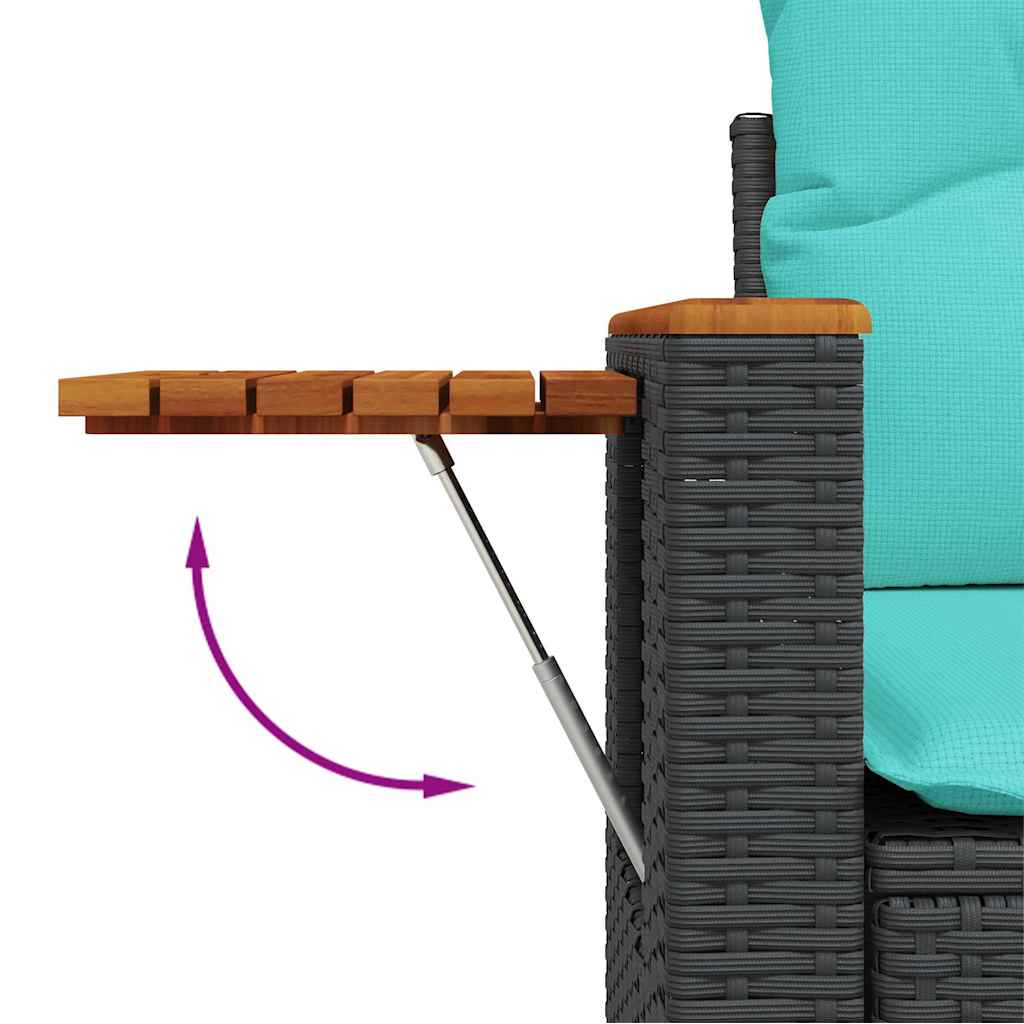 7 részes barna polyrattan akácfa kerti ülőgarnitúra párnákkal