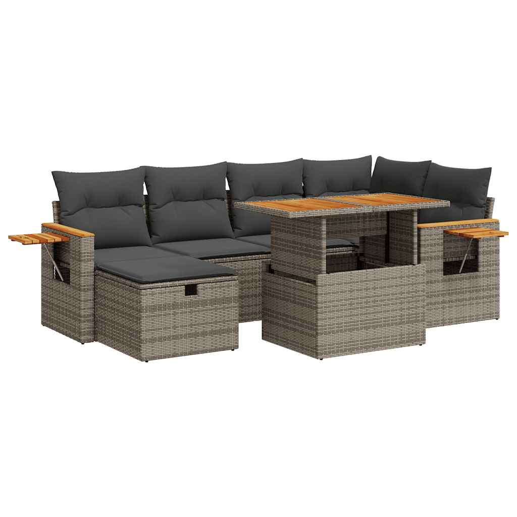 8 részes szürke polyrattan kerti ülőgarnitúra párnákkal