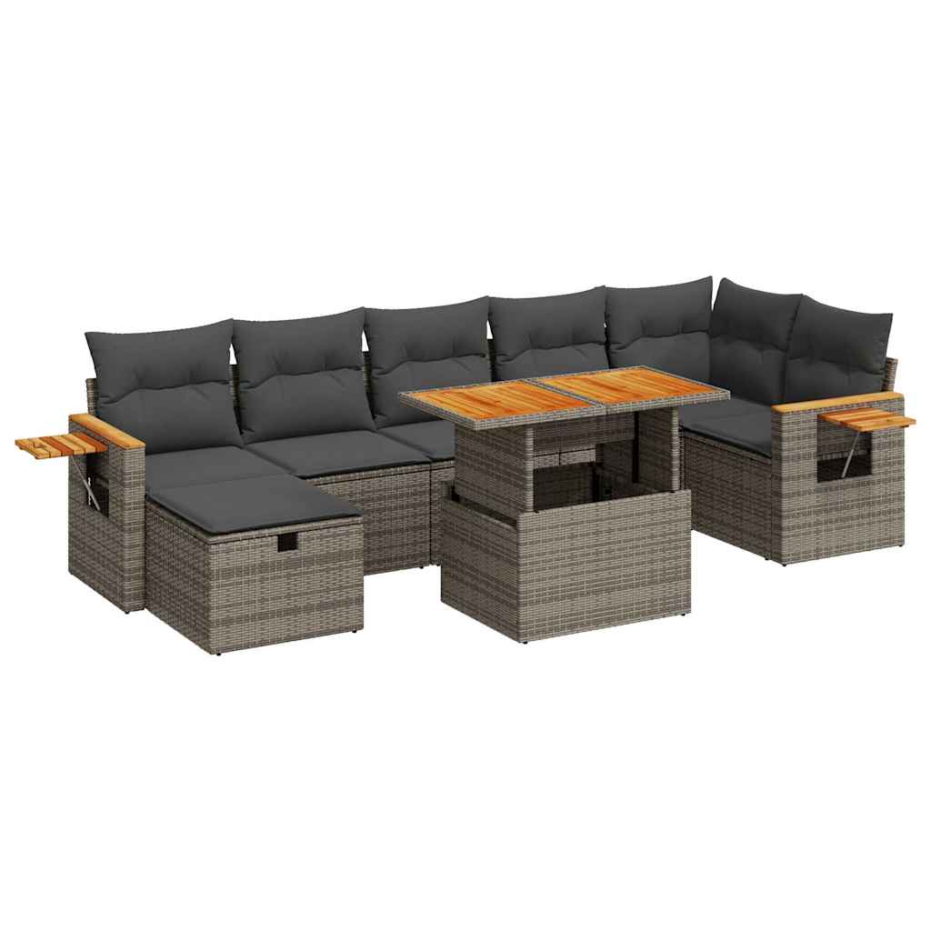 5 részes szürke polyrattan kerti ülőgarnitúra párnákkal