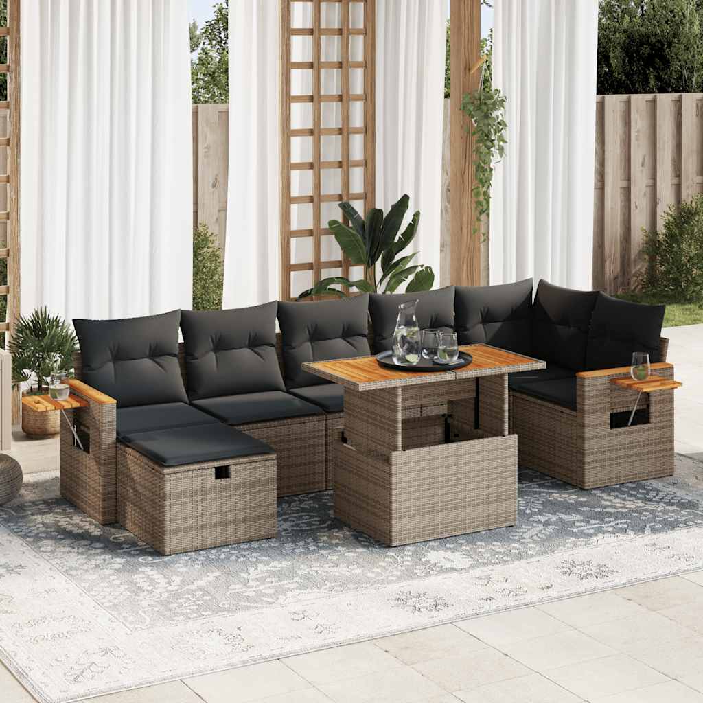 5 részes szürke polyrattan kerti ülőgarnitúra párnákkal