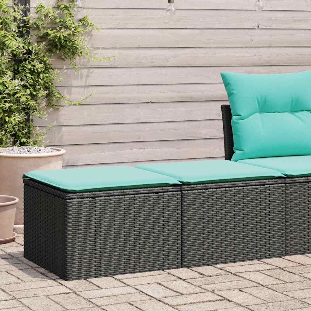 2 részes fekete polyrattan akácfa kerti ülőgarnitúra párnával