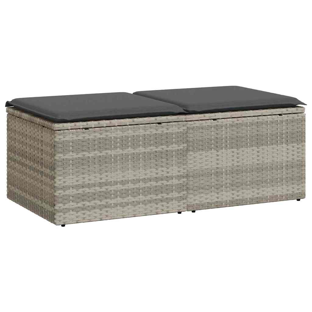 2 részes világosszürke polyrattan akácfa ülőgarnitúra párnákkal