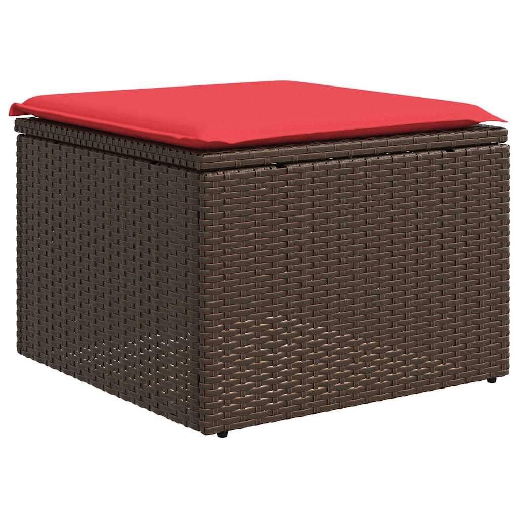 2 részes barna polyrattan akácfa kerti ülőgarnitúra párnákkal