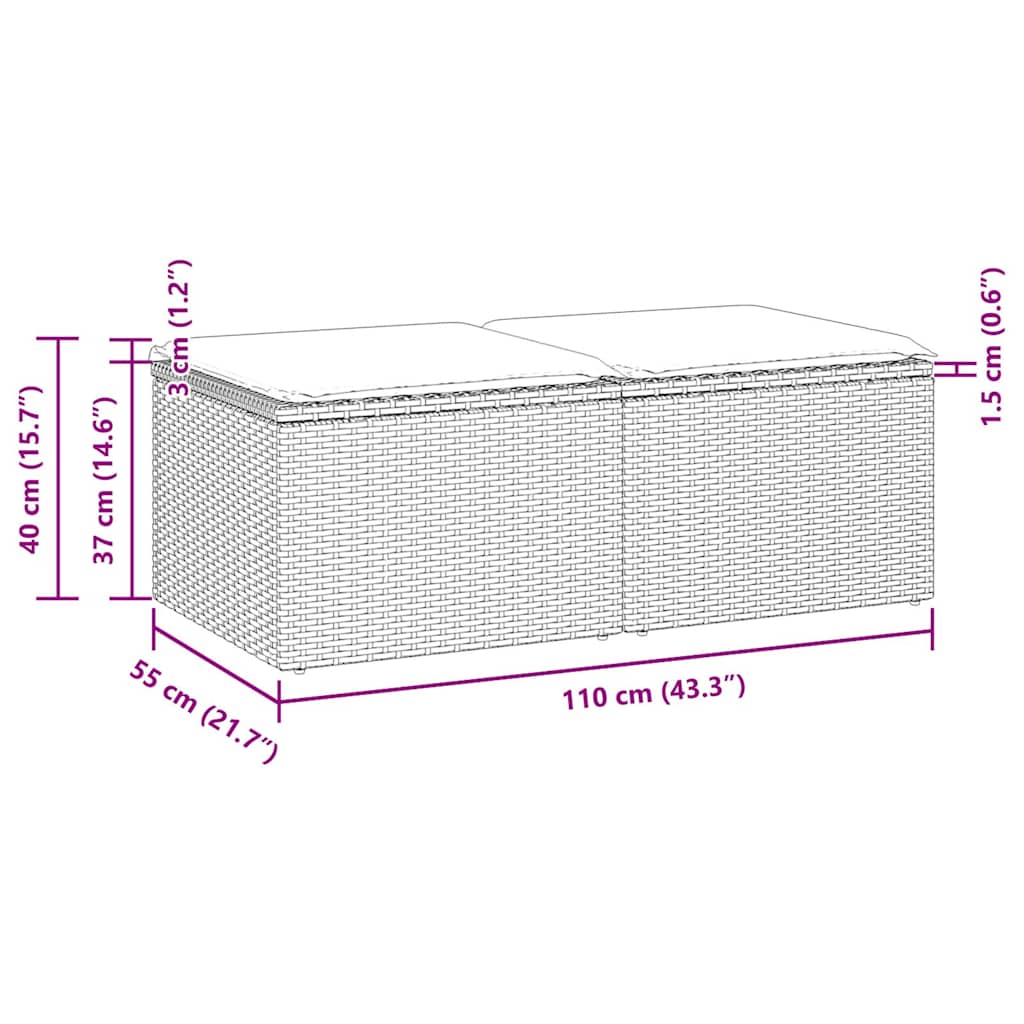 2 részes barna polyrattan akácfa kerti ülőgarnitúra párnákkal