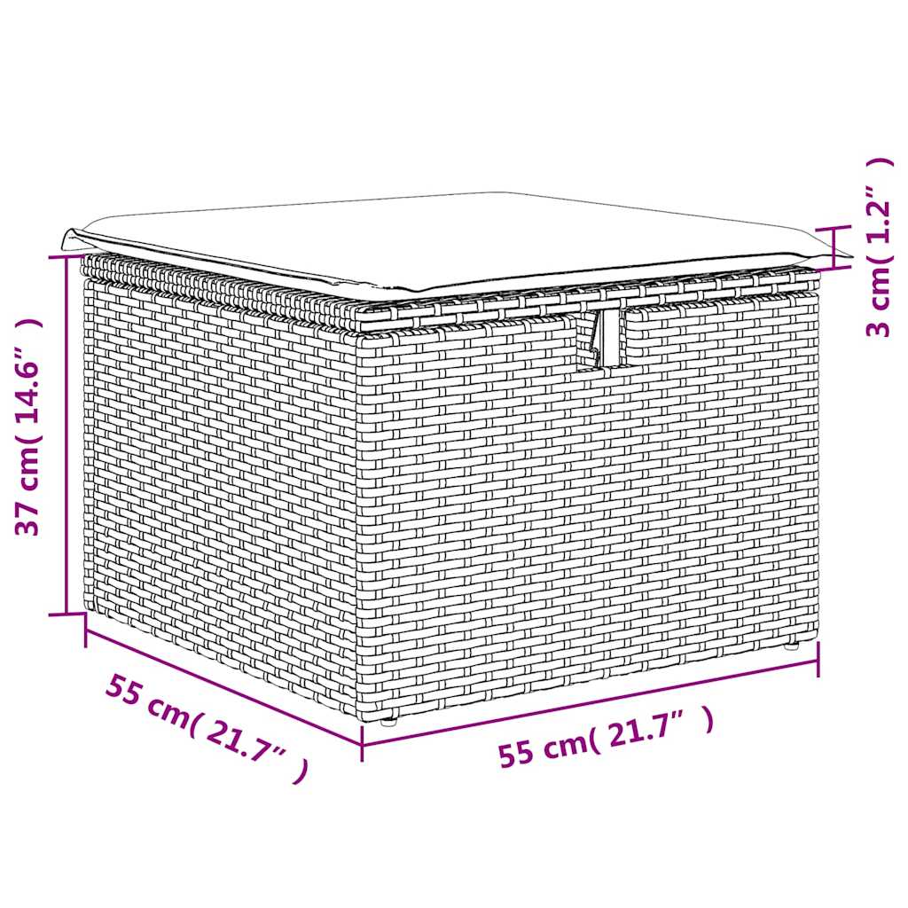 2 részes fekete polyrattan akácfa kerti ülőgarnitúra párnával