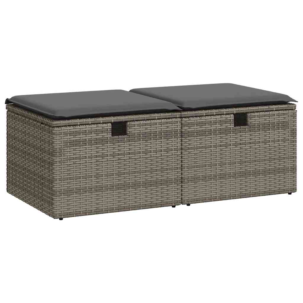 2 részes szürke polyrattan akácfa kerti ülőgarnitúra párnákkal