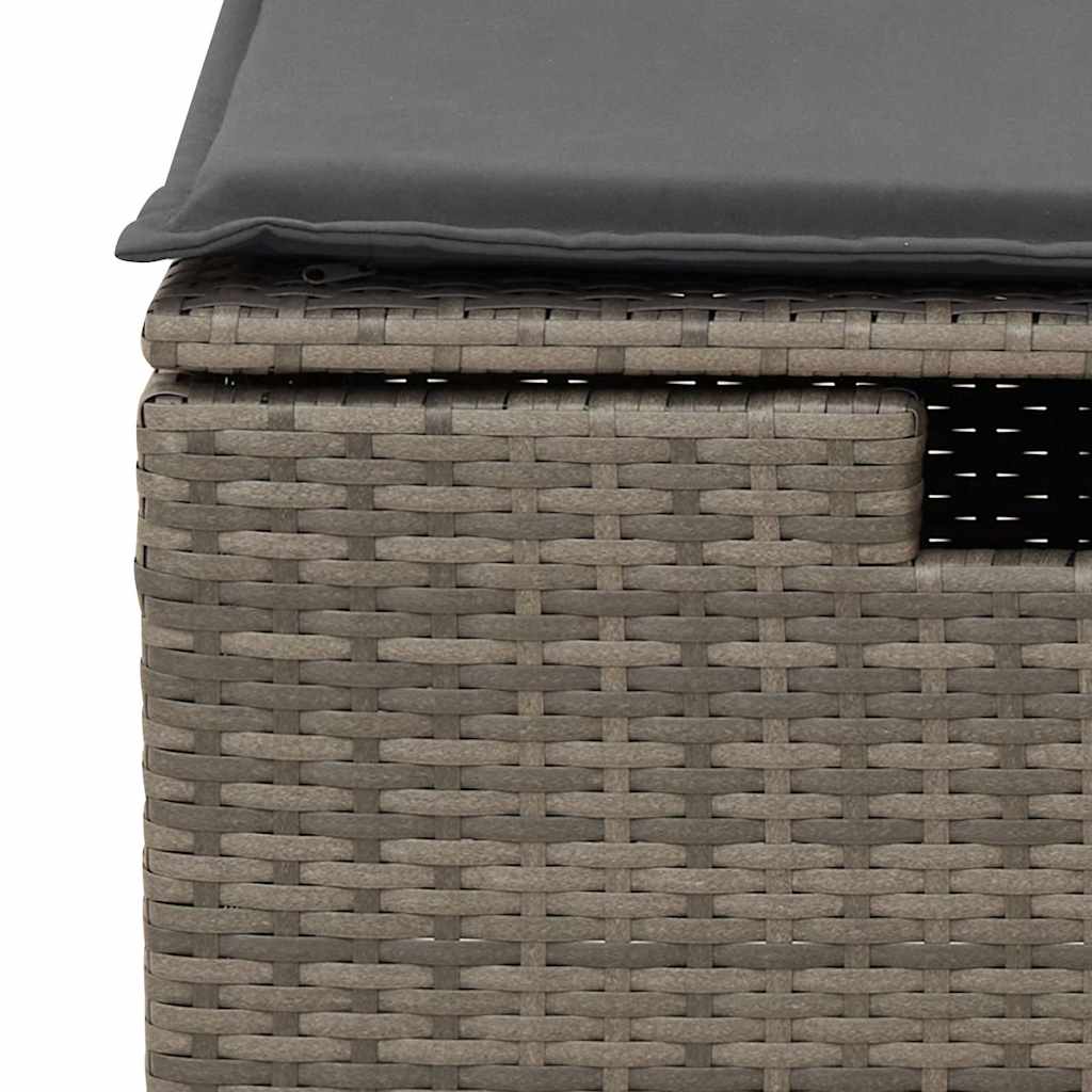 2 részes szürke polyrattan akácfa kerti ülőgarnitúra párnákkal