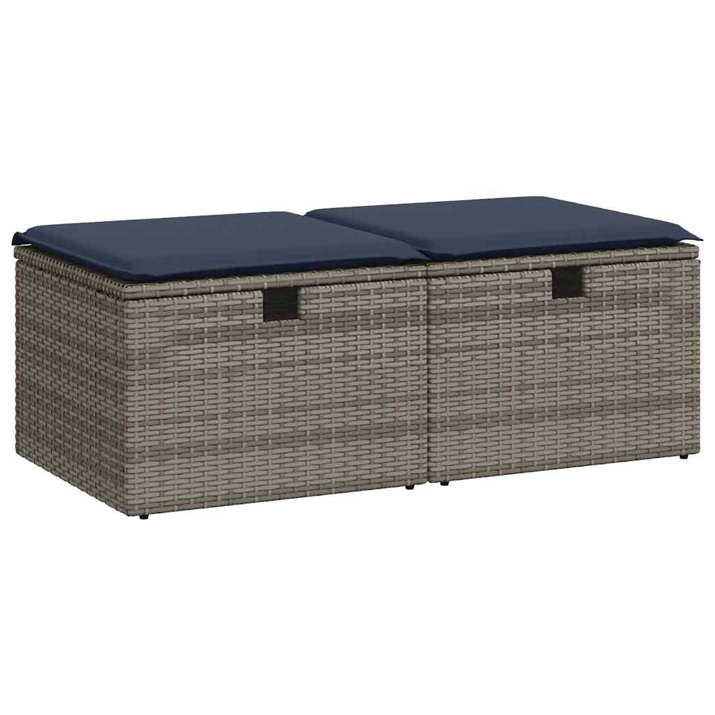 2 részes szürke polyrattan akácfa kerti ülőgarnitúra párnákkal