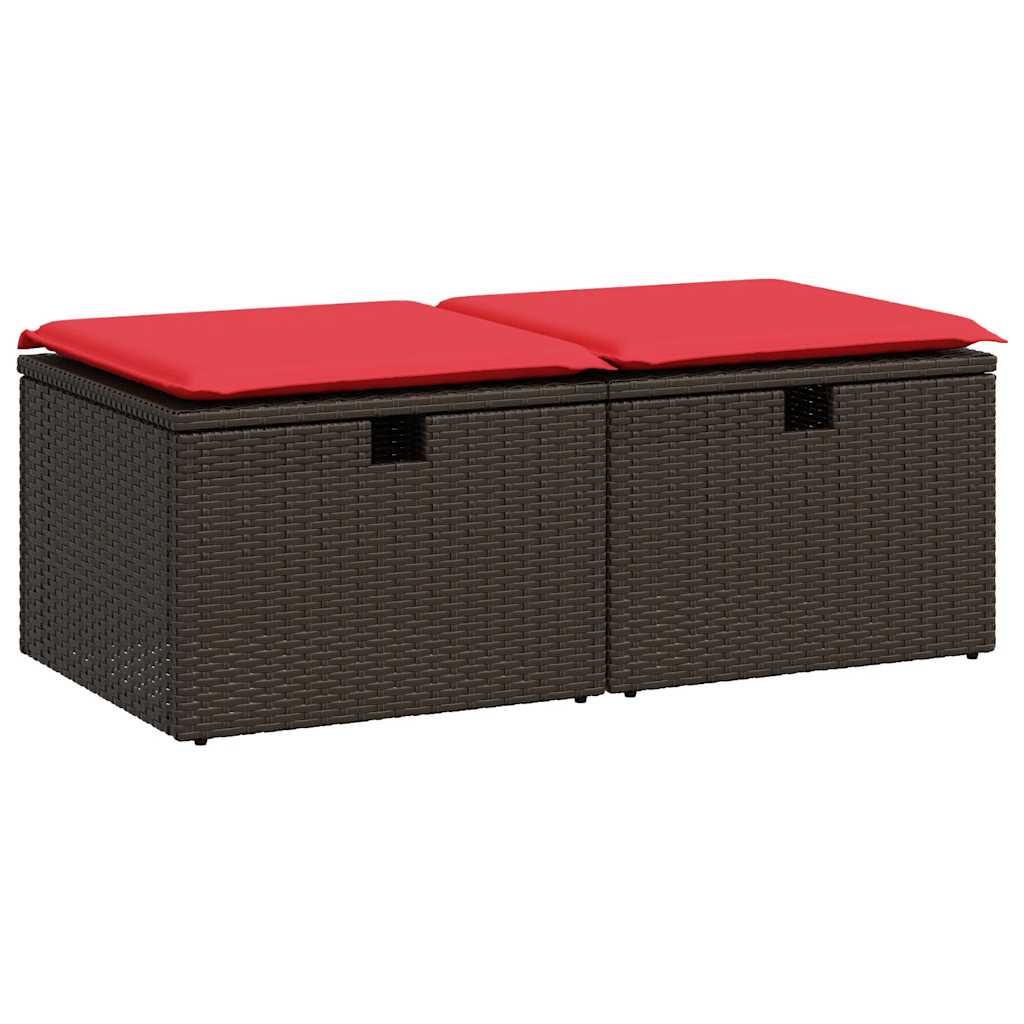 2 részes barna polyrattan akácfa kerti ülőgarnitúra párnákkal