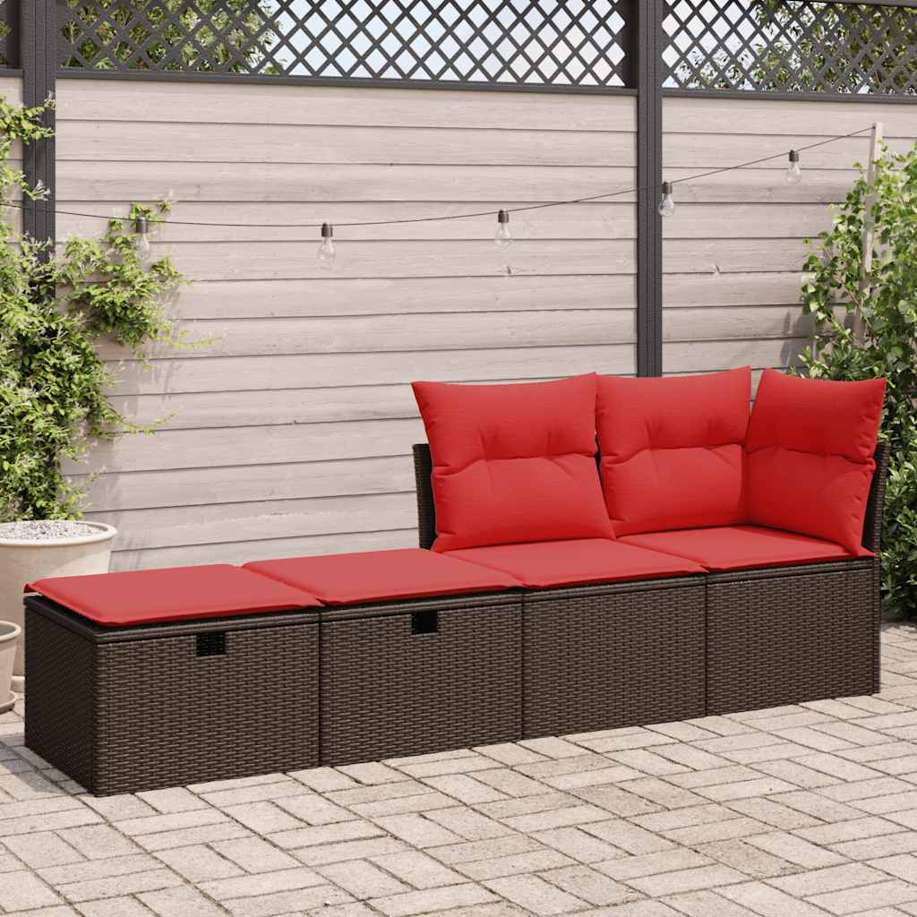 2 részes barna polyrattan akácfa kerti ülőgarnitúra párnákkal