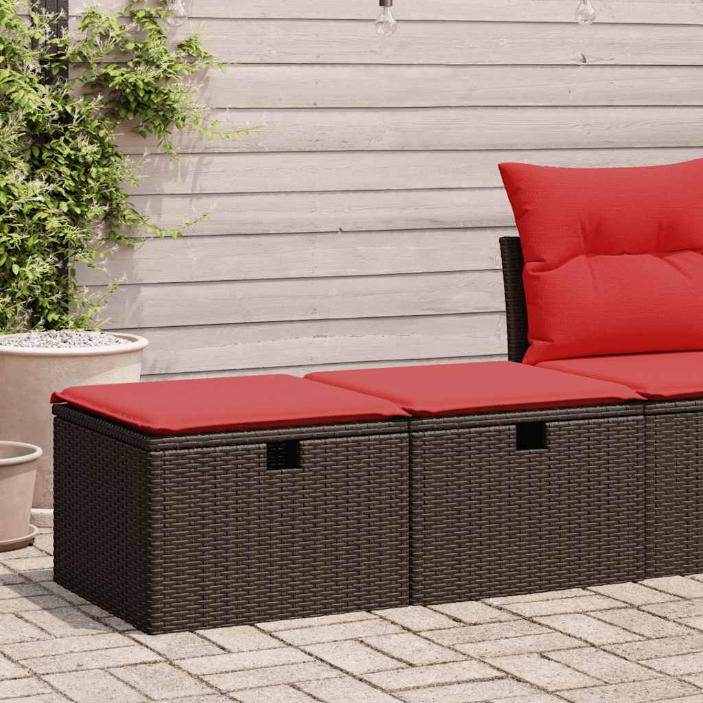 2 részes barna polyrattan akácfa kerti ülőgarnitúra párnákkal