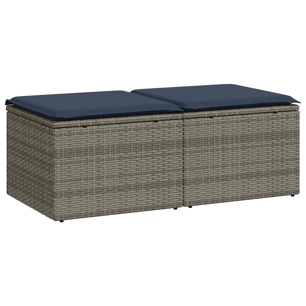 2 részes szürke polyrattan akácfa kerti ülőgarnitúra párnákkal