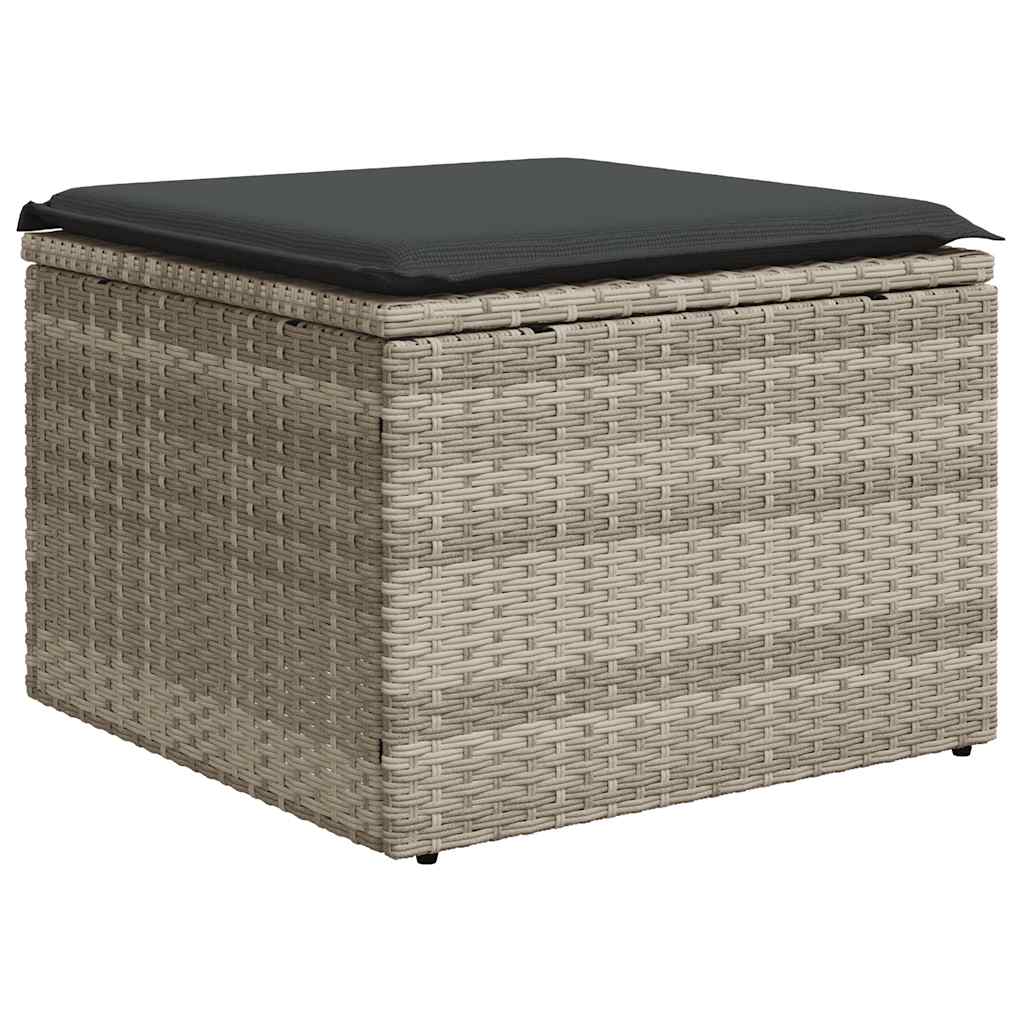 2 részes világosszürke polyrattan akácfa ülőgarnitúra párnákkal