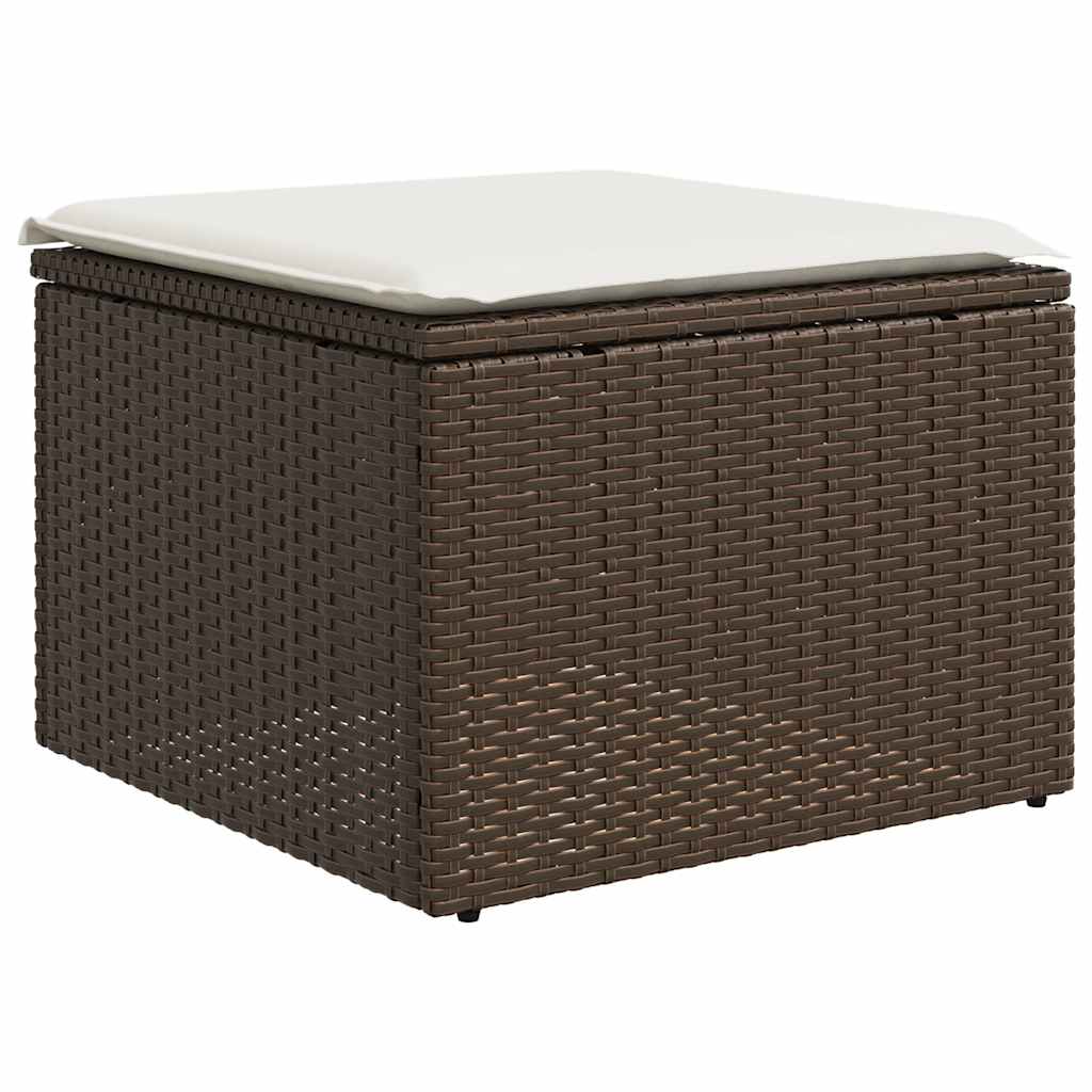 2 részes barna polyrattan akácfa kerti ülőgarnitúra párnákkal