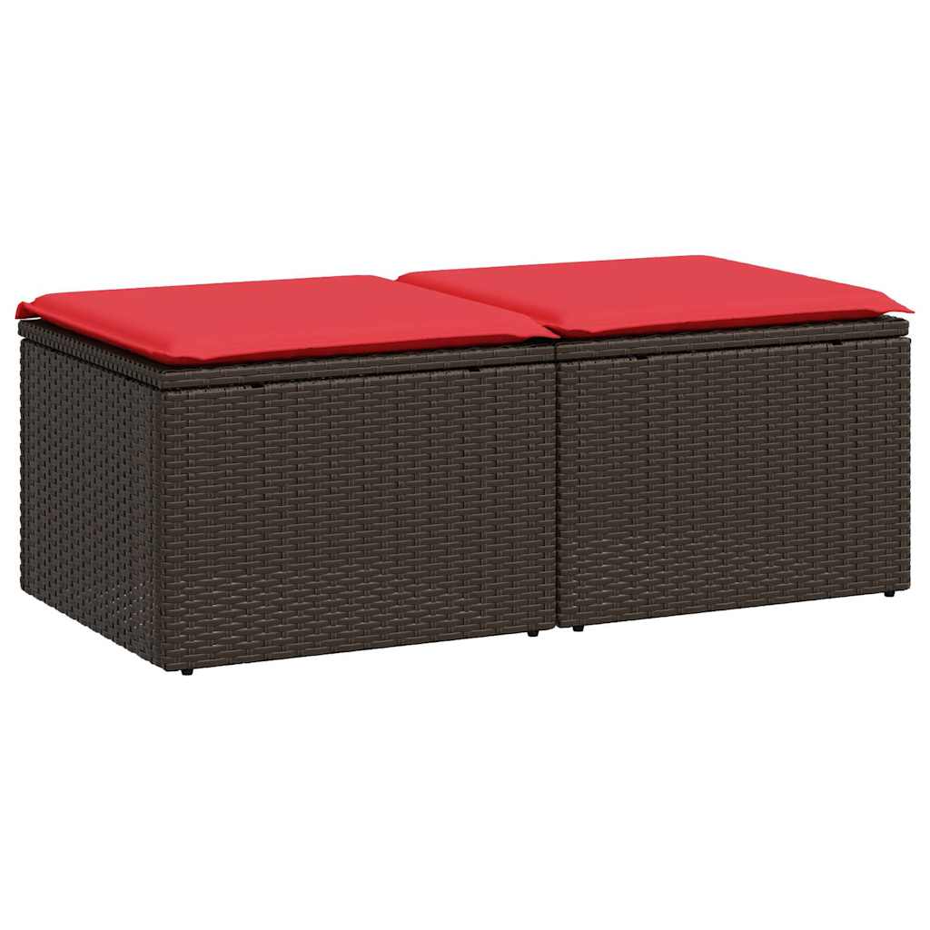 2 részes barna polyrattan akácfa kerti ülőgarnitúra párnákkal