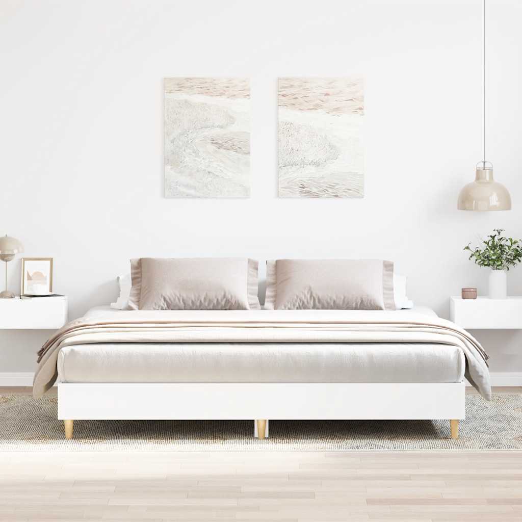 fehér szerelt fa ágykeret matrac nélkül 200 x 200 cm
