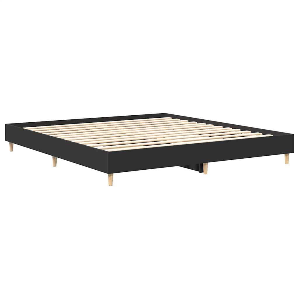 fekete szerelt fa ágykeret matrac nélkül 200 x 200 cm