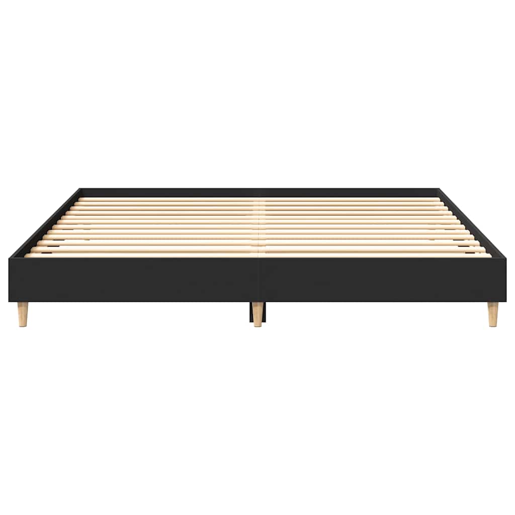 fekete szerelt fa ágykeret matrac nélkül 200 x 200 cm