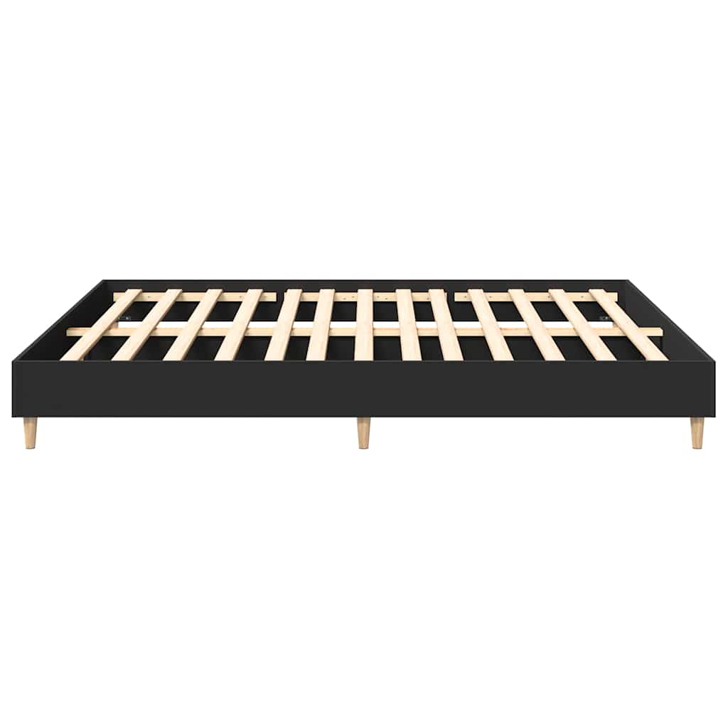 fekete szerelt fa ágykeret matrac nélkül 200 x 200 cm