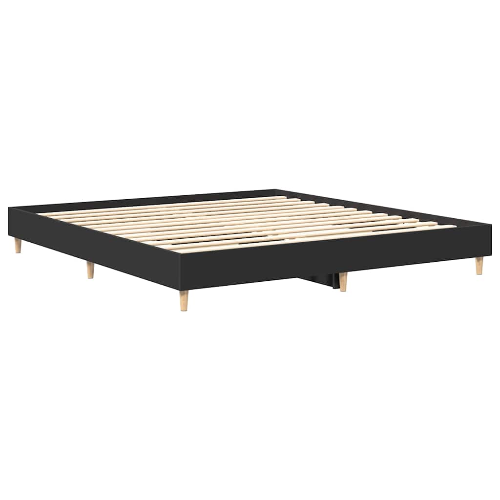 fekete szerelt fa ágykeret matrac nélkül 200 x 200 cm