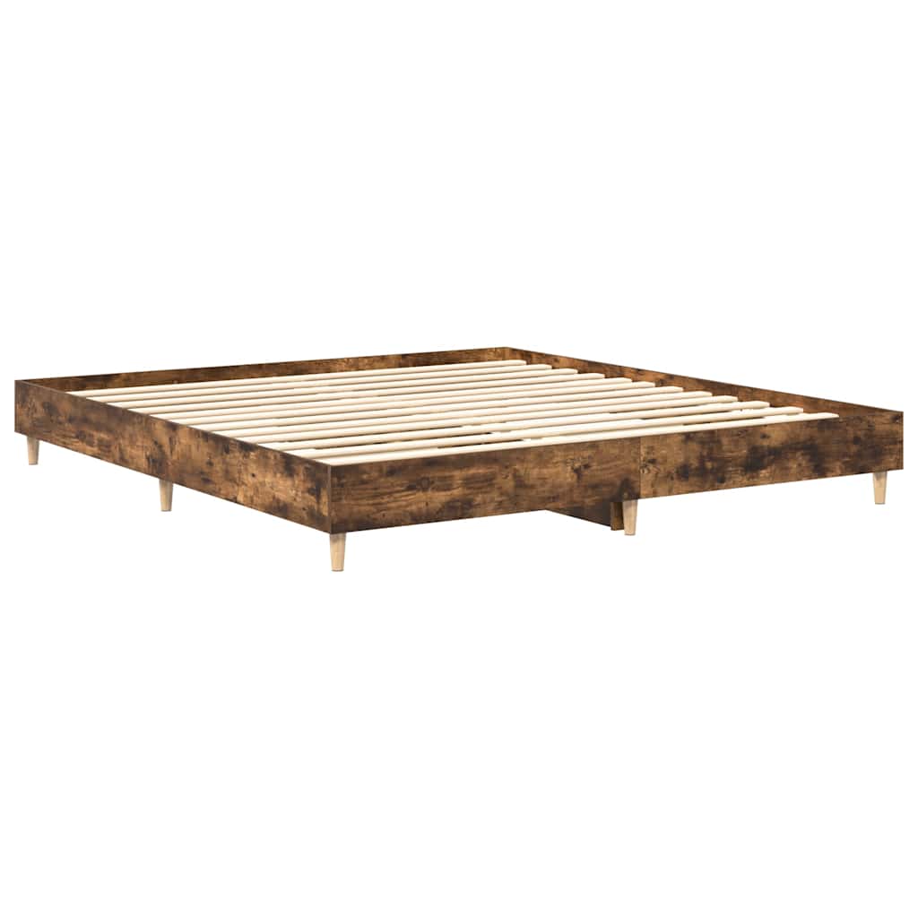 füstös tölgy színű szerelt fa ágykeret matrac nélkül 200x200 cm